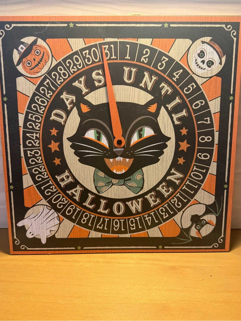 Ashland Vintage Spirits Black Cat, Orange & Cream Halloween Countdown Wall Clock